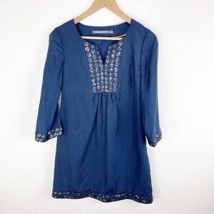 Boden Limited Edition Navy 100% Silk Sequin Mini Shift Dress Size 4